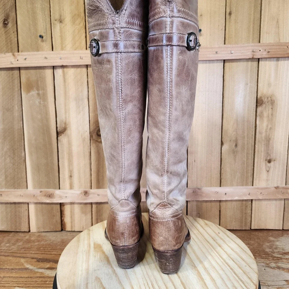 Frye Jane Tall Cuff Boots Womens 6‎ B Brown Leather Over The Knee Riding Western